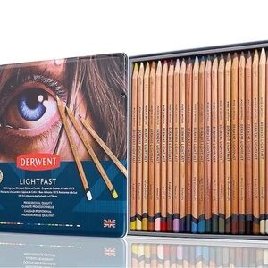 Derwent Lightfast Oil-based Colored Pencils for Drawing 24 Pack In Metal Tin